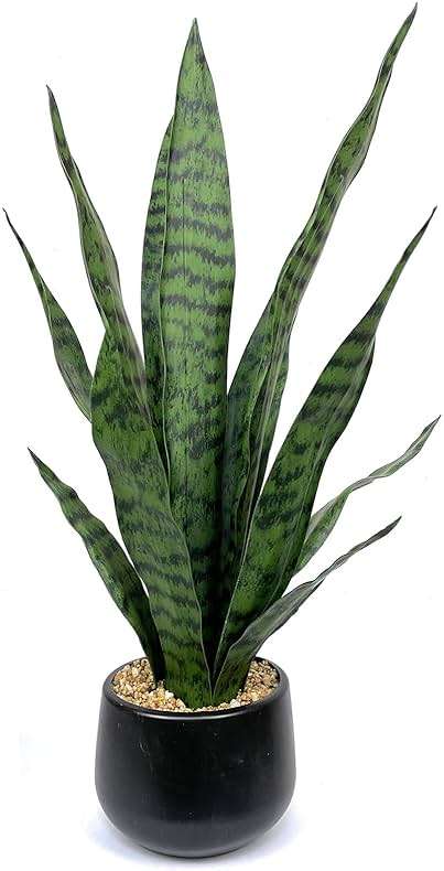 Ollain Artificial Snake Plant with Potted 23.6" Fake Plastic Sansevieria Faux Plants in Pot for Outdoor Window Box Verandah Planter Indoor Outside Home Garde Office Room Gardening Decoration - Image 7