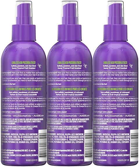 Aussie Kids Moist Detangler Spray, Sulfate & Paraben Free, Moisturizing & Tangle-Free Hair Care for Kids, Cruelty-Free, 8 Fl Oz Each, 3 Pack - Image 10