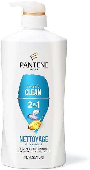 Pantene 2-in-1 Shampoo & Conditioner, Classic Clean - Pro-V Nutrients for Dry, Color-Treated Hair, Healthy Looking Hair Every Wash, Antioxidant-Rich, 27.7 Oz Each, 2-Pack + Rescue Shot (0.5 Oz) - Image 8