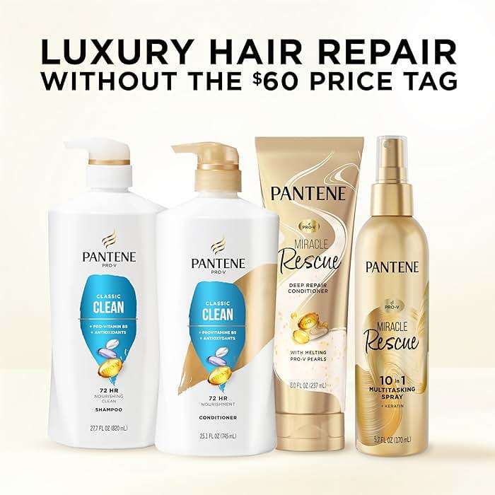 Pantene Shampoo, Classic Clean - Pro-V Nutrients for Dry, Color-Treated Hair, Healthy Looking Hair Every Wash, Antioxidant-Rich, 27.7 Oz Each, 2-Pack + Miracle Rescue Shot (0.5 Oz) - Image 7