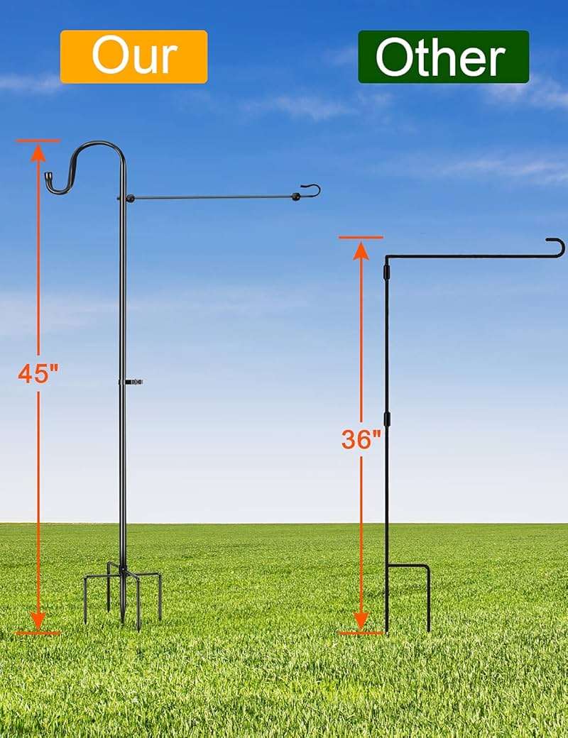 LOPANNY Garden Flag Stand - Upgraded Garden Flag Pole with Shepherd Hooks for 12 x 18 Flag, 45IN Yard Flag Holder Stand for Small Flags(Without Solar Lights & Flag) - Image 4