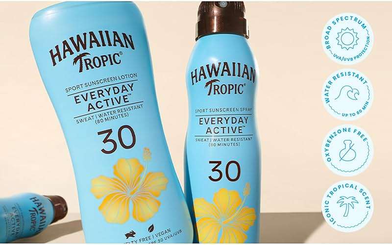 Hawaiian Tropic Everyday Active Lotion Sunscreen SPF 30, 8Fl Oz Twin Pack, Hawaiian Tropic Sunscreen SPF 30, Sunblock, Oxybenzone Free Sunscreen, Broad Spectrum Sunscreen Pack, 8Fl Oz each - Image 3
