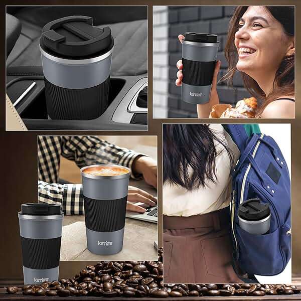 KETIEE Travel Coffee Mug Spill Proof 12oz, Insulated Reusable Coffee Cups with Seal Lid, Vacuum Stainless Steel Travel Mug to Go Car Tumbler for Hot/Iced Drinks (Grey) - Image 6