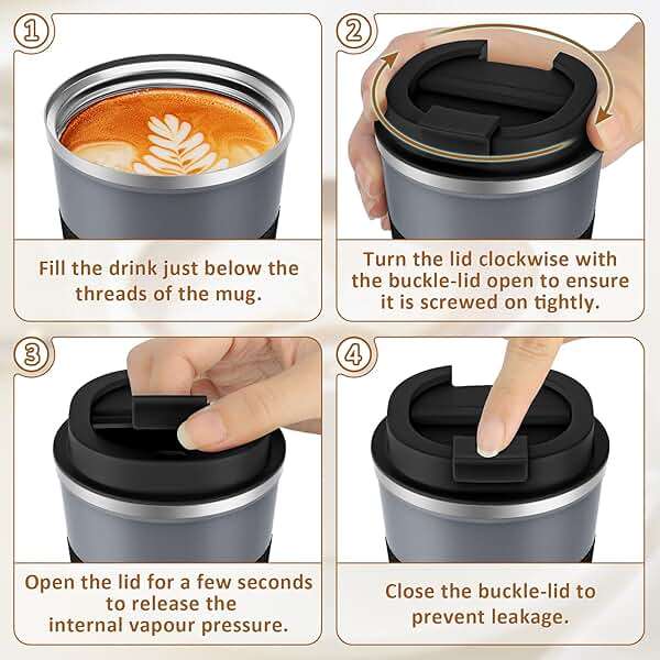 KETIEE Travel Coffee Mug Spill Proof 12oz, Insulated Reusable Coffee Cups with Seal Lid, Vacuum Stainless Steel Travel Mug to Go Car Tumbler for Hot/Iced Drinks (Grey) - Image 9