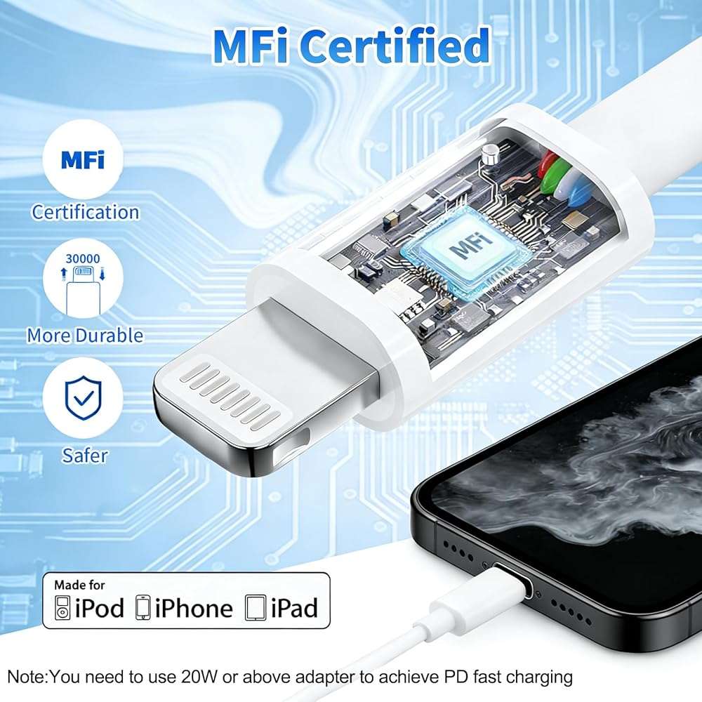 iPhone Charger Cord [Apple MFi Certified] USB C to Lightning Cable 3Pack 10 FT Type C Power Delivery Fast Charging Cable Compatible with iPhone 14 13 12 11 Pro Max XS Max XR X 8 iPad,White - Image 2