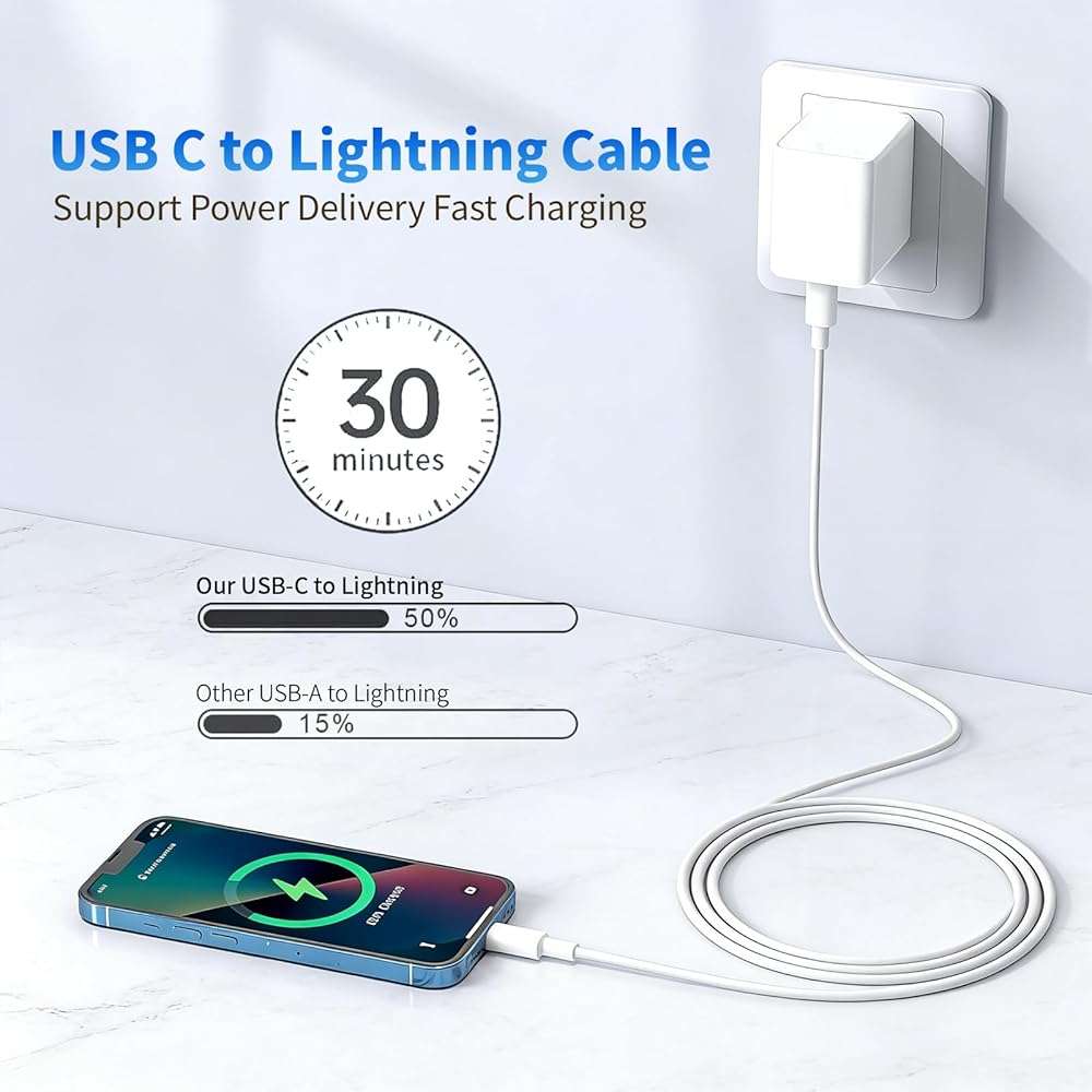 iPhone Charger Cord [Apple MFi Certified] USB C to Lightning Cable 3Pack 10 FT Type C Power Delivery Fast Charging Cable Compatible with iPhone 14 13 12 11 Pro Max XS Max XR X 8 iPad,White - Image 3