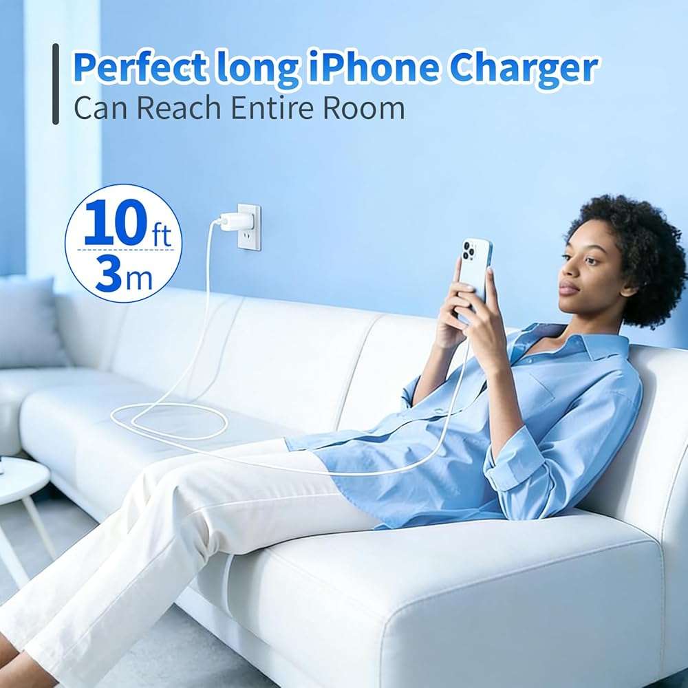 iPhone Charger Cord [Apple MFi Certified] USB C to Lightning Cable 3Pack 10 FT Type C Power Delivery Fast Charging Cable Compatible with iPhone 14 13 12 11 Pro Max XS Max XR X 8 iPad,White - Image 7