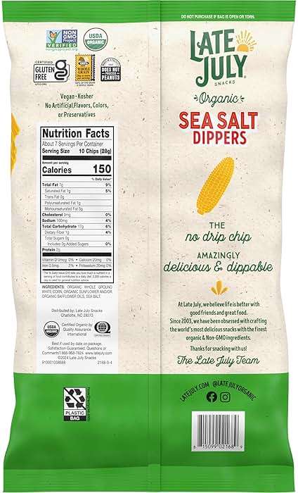 Late July Sea Salt Dippers Organic Tortilla Chips, 7.4 Oz Bag - Image 4