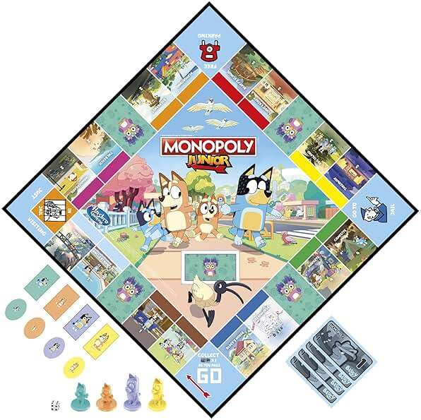 Hasbro Gaming Monopoly Junior Bluey Edition Board Game | Kids Play as Bluey, Bingo, Mum & Dad for Girls & Boys | Ages 5+ (Amazon Exclusive) - Image 4