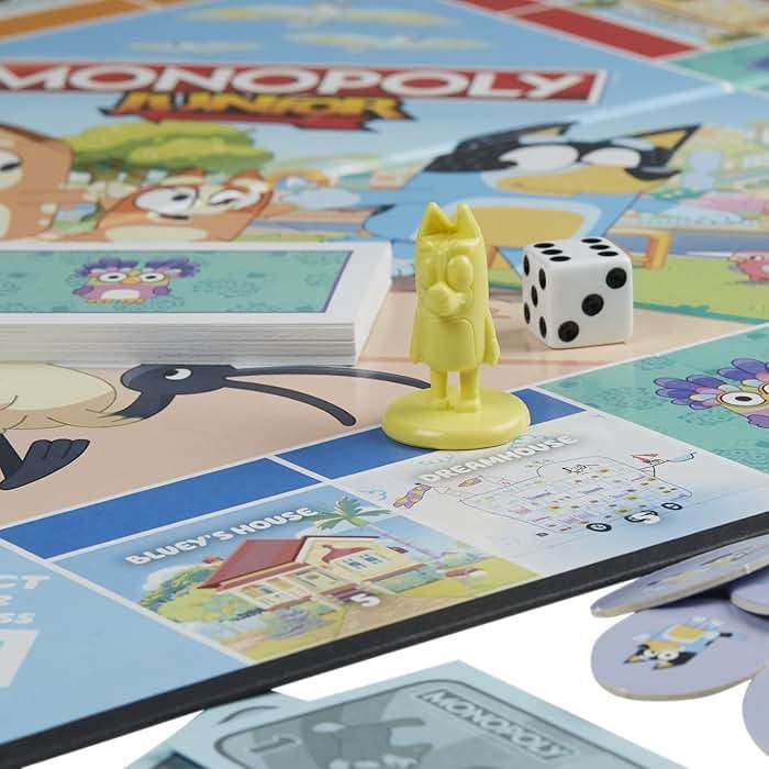 Hasbro Gaming Monopoly Junior Bluey Edition Board Game | Kids Play as Bluey, Bingo, Mum & Dad for Girls & Boys | Ages 5+ (Amazon Exclusive) - Image 6
