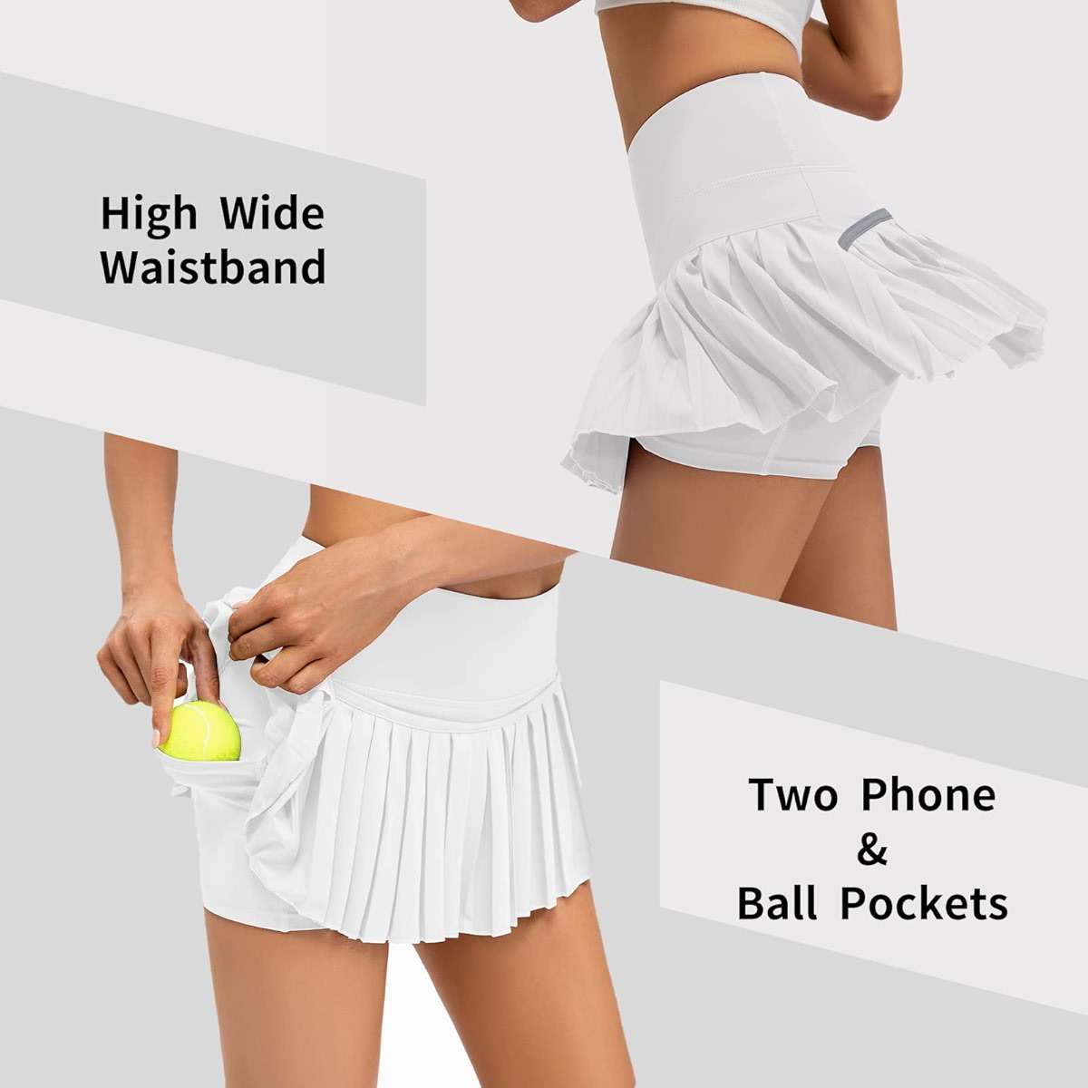 Raroauf Womens Pleated Tennis Skirts with Shorts High Waisted Mini Skirt Golf Skort Athletic Skirts Workout Pickball - Image 2