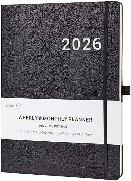 2026-2027 Planner - Weekly & Monthly Planner 2026-2027 with Pen Loop, to Achieve Your Goals & Improve Productivity, July 2026 - June 2027, Thick Paper, Inner Pocket, 8.5" x 11" - Black - Image 1