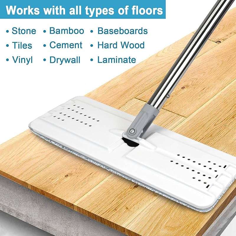 BOSHENG Mop and Bucket with Wringer Set, Hands Free Flat Floor Mop and Bucket, 3 Washable Microfiber Pads Included, Wet and Dry Use, Home Floor Cleaning System for All Floor Types and Windows - Image 8