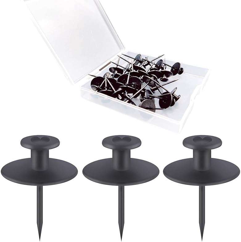 50 PCS Push Pins Picture Hangers Wall Hooks, Double Headed Thumb Tacks for Wall Hangings, Renter Friendly Decor Small Picture Frame Hangers for Drywall Cork Board Home Office Photo Decorations(Black) - Image 1