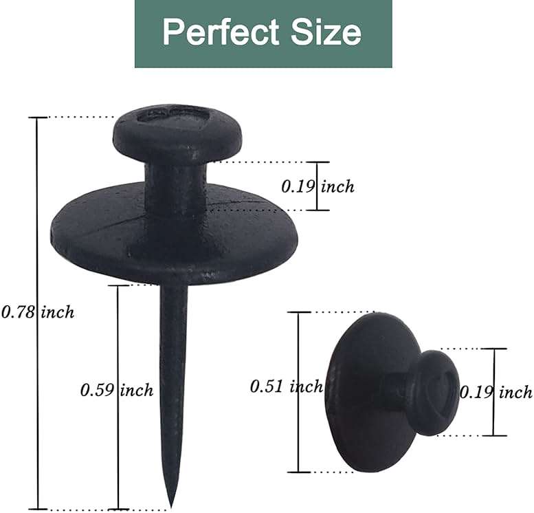 50 PCS Push Pins Picture Hangers Wall Hooks, Double Headed Thumb Tacks for Wall Hangings, Renter Friendly Decor Small Picture Frame Hangers for Drywall Cork Board Home Office Photo Decorations(Black) - Image 3
