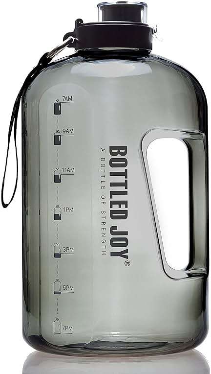 MYSHAKER 1 Gallon Water Jug with Flip-top Lid and Handle Strap, Leak-proof BPA Free Reusable Time Marker Reminder Large Capacity Gallon Water Bottle for Outdoor Sports Fitness Gym Hiking - Image 1