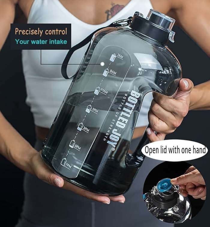 MYSHAKER 1 Gallon Water Jug with Flip-top Lid and Handle Strap, Leak-proof BPA Free Reusable Time Marker Reminder Large Capacity Gallon Water Bottle for Outdoor Sports Fitness Gym Hiking - Image 7
