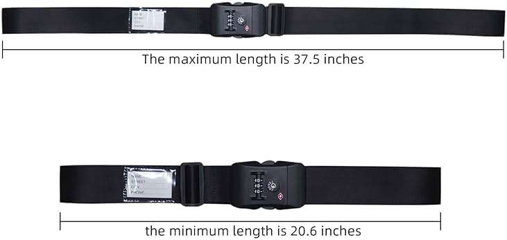 Heavy Duty Luggage Straps TSA Approved with Combination Lock Adjustable Travel Belt for Suitcases (Black) - Image 5