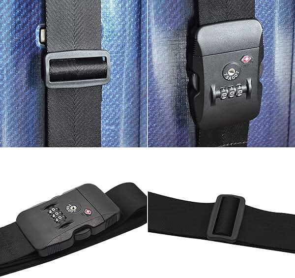 Heavy Duty Luggage Straps TSA Approved with Combination Lock Adjustable Travel Belt for Suitcases (Black) - Image 6