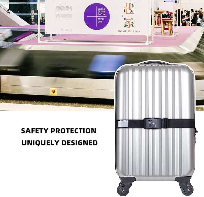 Heavy Duty Luggage Straps TSA Approved with Combination Lock Adjustable Travel Belt for Suitcases (Black) - Image 7