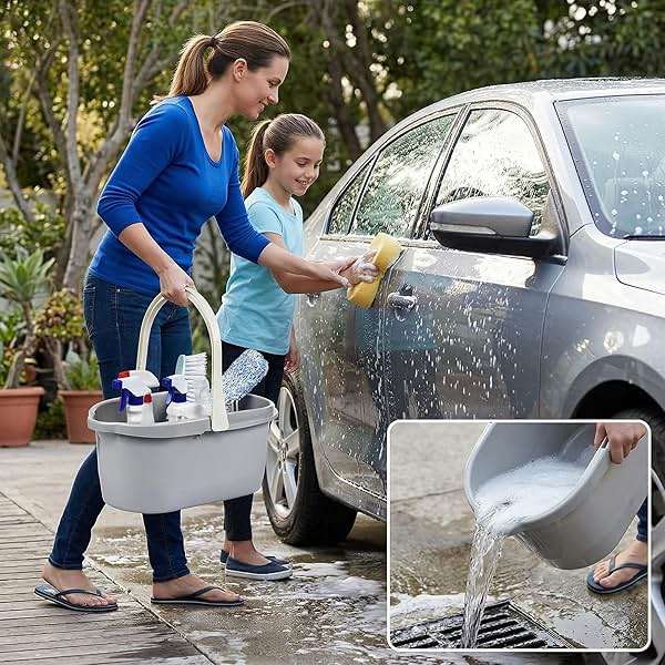 Haundry 4.5 Gallon Cleaning Bucket, Good Grips Household Mop Bucket for Cleaning Supplies, Cleaning Caddy Organizer Basket with Handle, 17.1L, Grey - Image 2