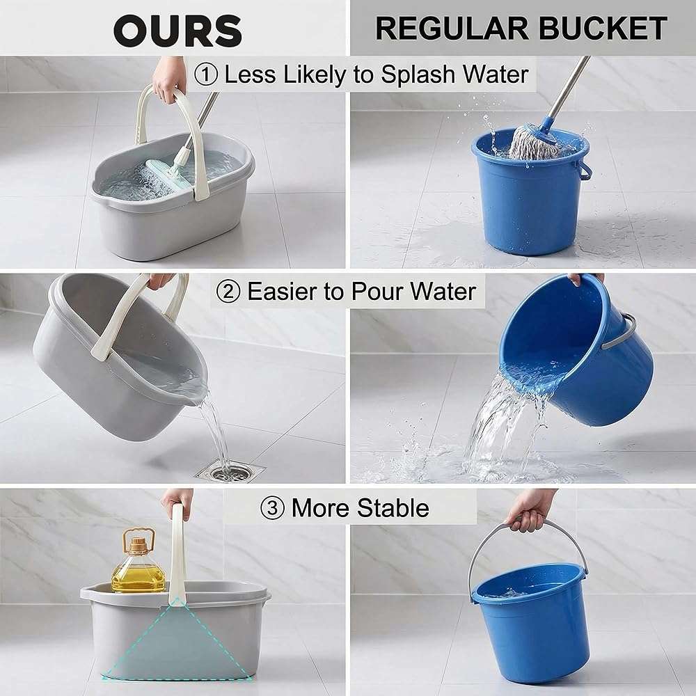 Haundry 4.5 Gallon Cleaning Bucket, Good Grips Household Mop Bucket for Cleaning Supplies, Cleaning Caddy Organizer Basket with Handle, 17.1L, Grey - Image 6