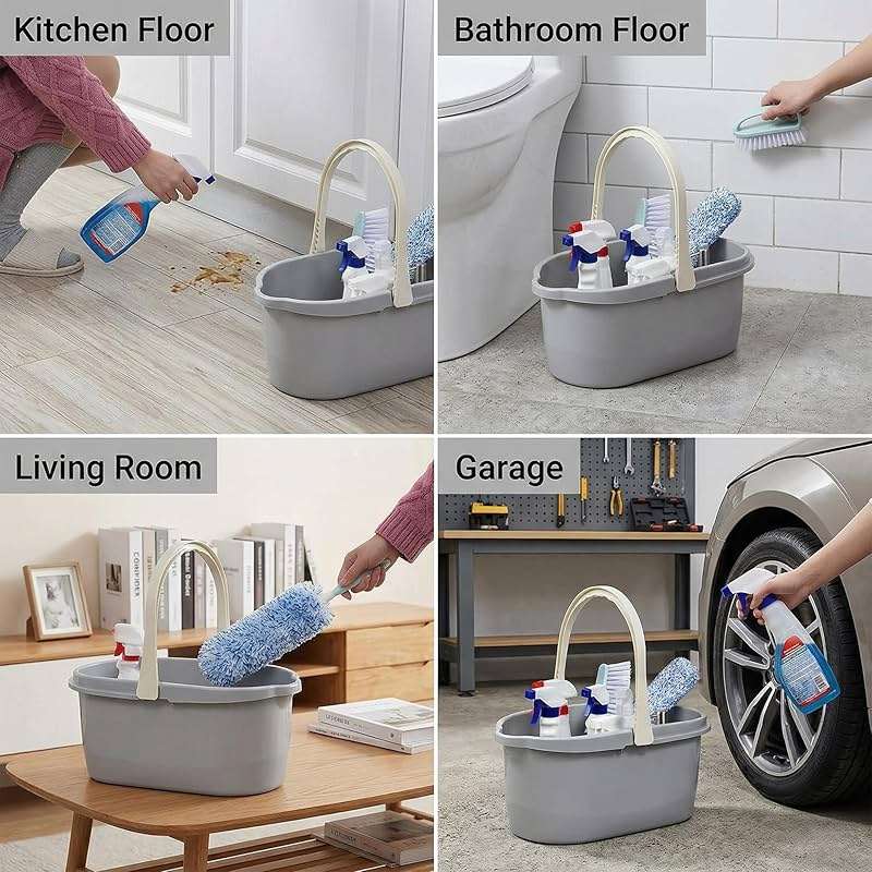Haundry 4.5 Gallon Cleaning Bucket, Good Grips Household Mop Bucket for Cleaning Supplies, Cleaning Caddy Organizer Basket with Handle, 17.1L, Grey - Image 7