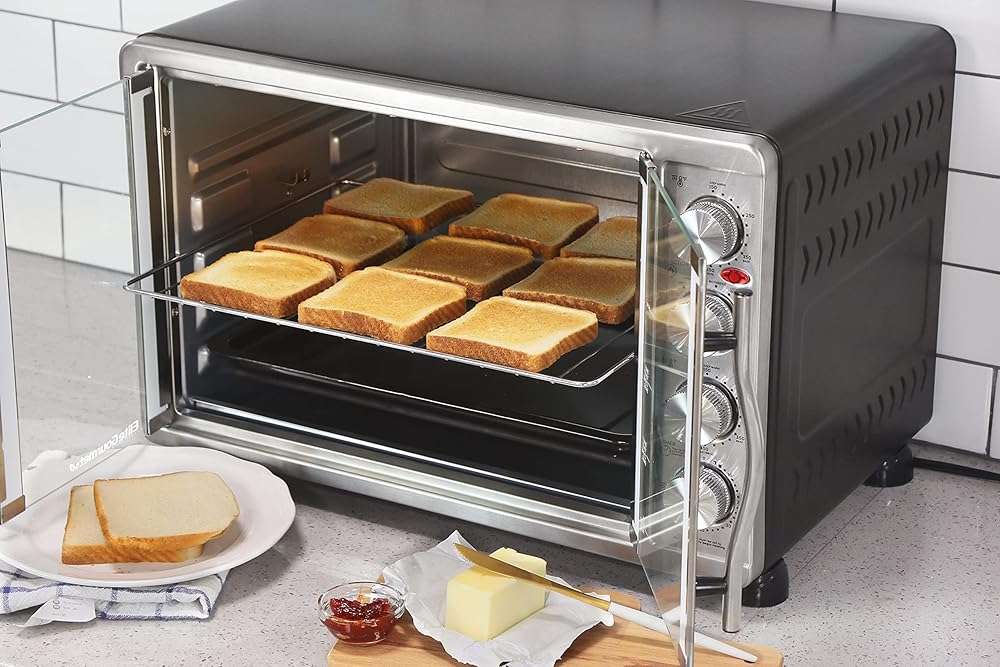 Elite Gourmet ETO4510MX French Door 47.5Qt, 18-Slice Convection Oven 4-Control Knobs, Bake Broil Toast Rotisserie Keep Warm, Includes 2 x 14" Pizza Racks, Stainless Steel - Image 8