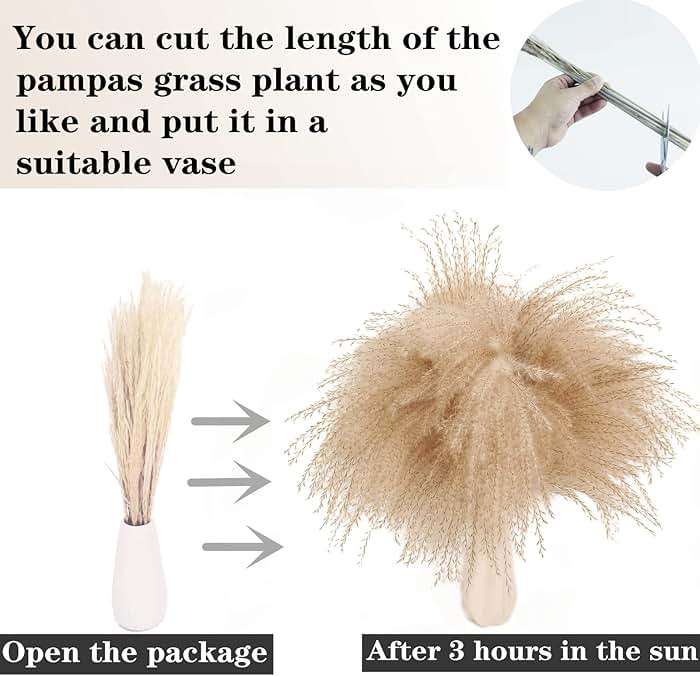 Dried Pampas Grass Decor, 100 Stems Pampas Grass Contains Bunny Tails Dried Flowers, Reed Grass Bouquet for Wedding Boho Flowers Home Table Decor, Rustic Farmhouse Party (17", White and Brown) - Image 6