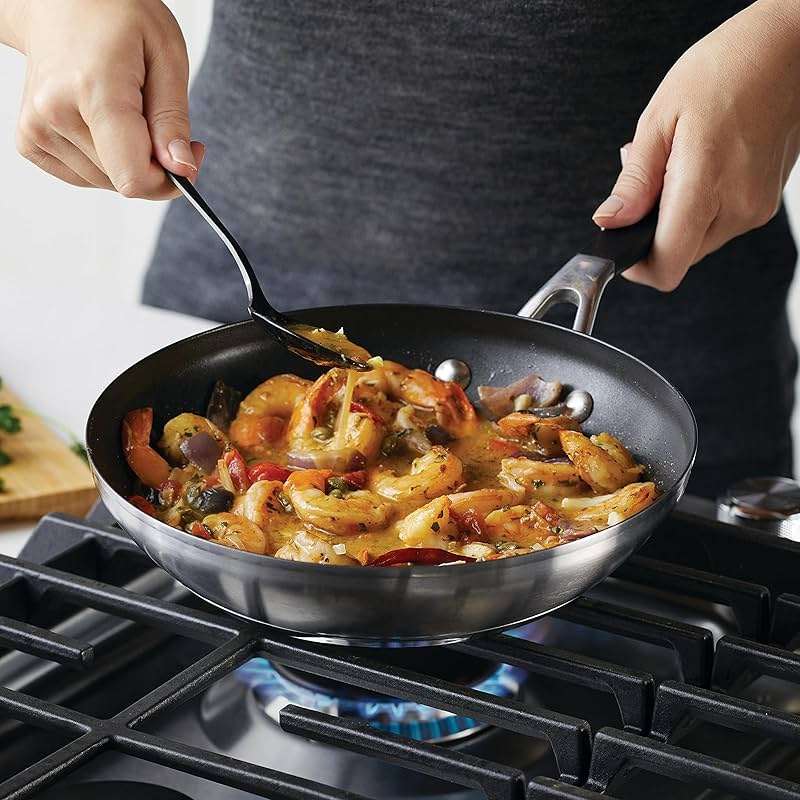 KitchenAid Stainless Steel Nonstick Frying Pans/Skillet Set, 9.5 Inch and 12 Inch - Brushed Stainless Steel - Image 12