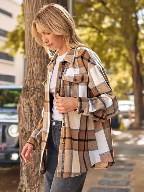 AUTOMET Shackets for Women Plaid Flannel Shirts Fall Winter Jackets Cute Tops Trendy Western Cowgirl Outfits Girls Coats - Image 3