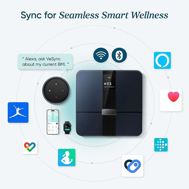Etekcity FSA&HSA Eligible Smart Scale for Body Weight Fat, Digital Weighing Machine for Accurate BMI Muscle Mass Composition, Apple Health Compatible Fitness Equipment,TFT,‎Tempered Glass,Black - Image 6
