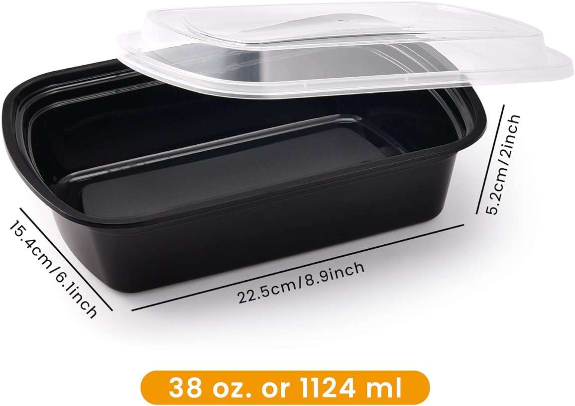 Kitch’nMore 38oz Meal Prep Containers, Extra Large &Thick Food Storage Containers with Lids, Reusable Plastic,Disposable Bento Box,Stackable,Microwave/Freezer/Dishwasher Safe, BPA Free (30Pack) - Image 3