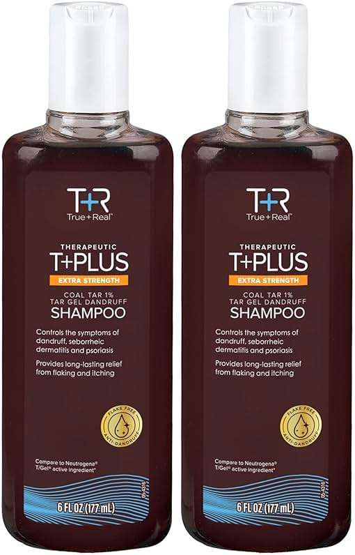 True+Real Coal Tar Therapeutic Plus Tar Gel Anti-Dandruff Shampoo Extra Strength 1% Coal Tar, 6 Fluid Ounce 2 Pack - Image 1