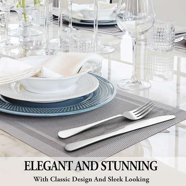 24 Pcs Silverware Set with Steak Knives for 4, Stainless Steel Flatware Set, Mirror Polished Cutlery Utensil Sets, Home Kitchen Eating Tableware, Dishwasher Safe - Image 6