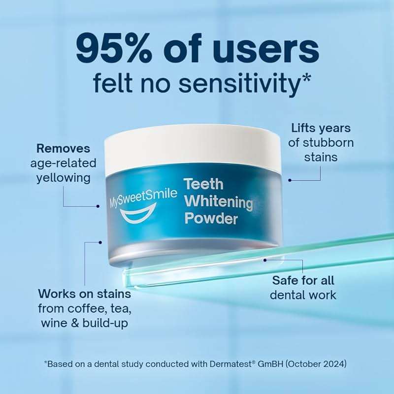 MySweetSmile Teeth Whitening Powder – 6 Month Supply – Removes Years of Coffee, Tea, Smoking & Ageing Stains – Dentist-Approved & Enamel-Safe – IndyBest Award-Winning Whitener – Fresh Mint Flavour - Image 6