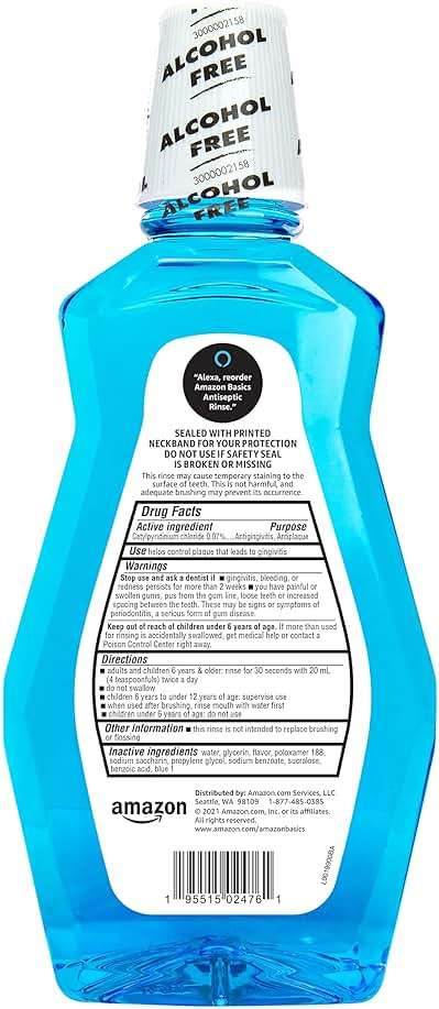 Amazon Basics Multi Action Antiseptic Oral Rinse, Alcohol-Free, Antiplaque, Antigingivitis, Fresh Mint Flavor, 1 Liter (33.8 Fluid Ounces), 1-Pack (Previously Solimo) - Image 2