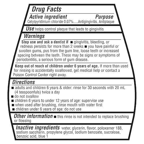 Amazon Basics Multi Action Antiseptic Oral Rinse, Alcohol-Free, Antiplaque, Antigingivitis, Fresh Mint Flavor, 1 Liter (33.8 Fluid Ounces), 1-Pack (Previously Solimo) - Image 4