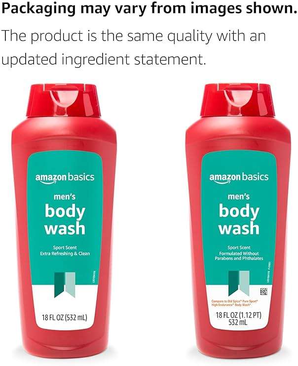 Amazon Basics Men's Body Wash, Sport Scent, Paraben and Phthalate Free, Refreshing Clean, 18 Fluid Ounce, 6-Pack - Image 3