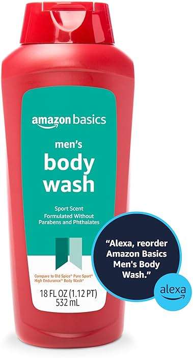 Amazon Basics Men's Body Wash, Sport Scent, Paraben and Phthalate Free, Refreshing Clean, 18 Fluid Ounce, 6-Pack - Image 5