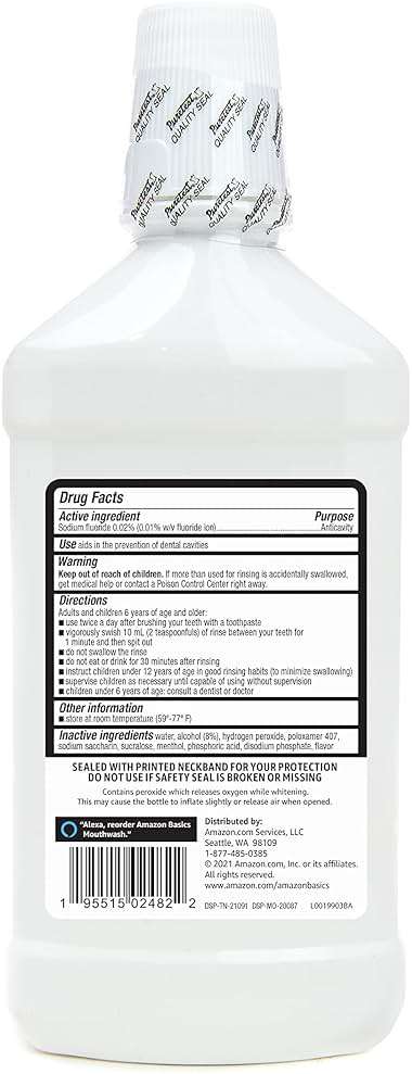 Amazon Basics Whitening Anticavity Mouthwash, Fresh Mint Flavor, Whitens Teeth, Prevents Cavities, 16 Fluid Ounces, 1-Pack (Previously Solimo) - Image 2