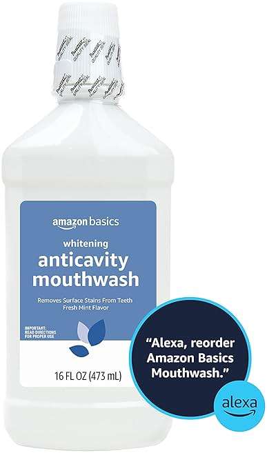 Amazon Basics Whitening Anticavity Mouthwash, Fresh Mint Flavor, Whitens Teeth, Prevents Cavities, 16 Fluid Ounces, 1-Pack (Previously Solimo) - Image 3