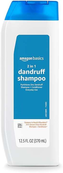 Amazon Basics 2-in-1 Anti-Dandruff Shampoo & Conditioner, Itch Relief, Safe for All Hair Types, Paraben-Free, Gentle and pH Balanced, 12.5 Fluid Ounces, 1-Pack (Previously Solimo) - Image 1