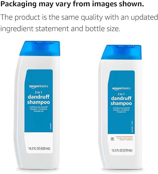Amazon Basics 2-in-1 Anti-Dandruff Shampoo & Conditioner, Itch Relief, Safe for All Hair Types, Paraben-Free, Gentle and pH Balanced, 12.5 Fluid Ounces, 1-Pack (Previously Solimo) - Image 4