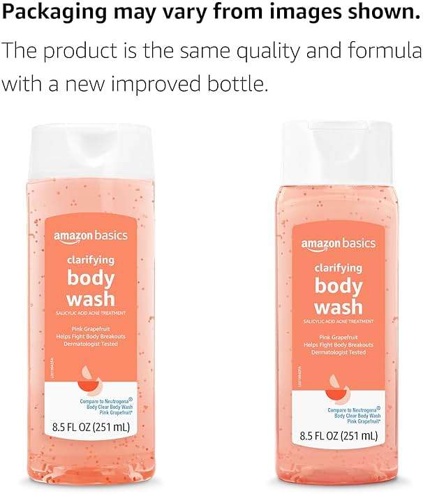 Amazon Basics Clarifying Pink Grapefruit Body Wash, 2% Salicylic Acid Acne Treatment, Dermatologist Tested, 8.5 Fluid Ounces, Pack of 1 - Image 4