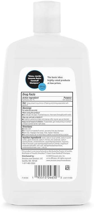 Amazon Basics Anti-Dandruff Shampoo for Itchy Scalp, Dry Scalp Relief, Flake Control, pH Balanced, Paraben-Free, Cruelty-Free, Clean Scent, Normal to Oily Hair, 28.2 fl oz, 1-Pack - Image 2