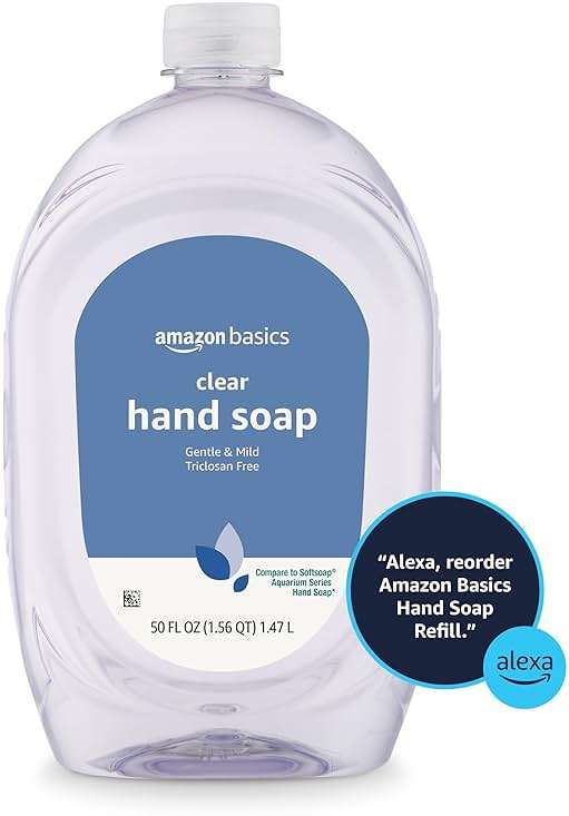 Amazon Basics Gentle & Mild Clear Liquid Hand Soap Refill, Triclosan-Free, Dermatologist-Tested, pH Balanced, Cruelty-Free, 50 Fluid Ounces, 1-Pack (Previously Solimo) - Image 5