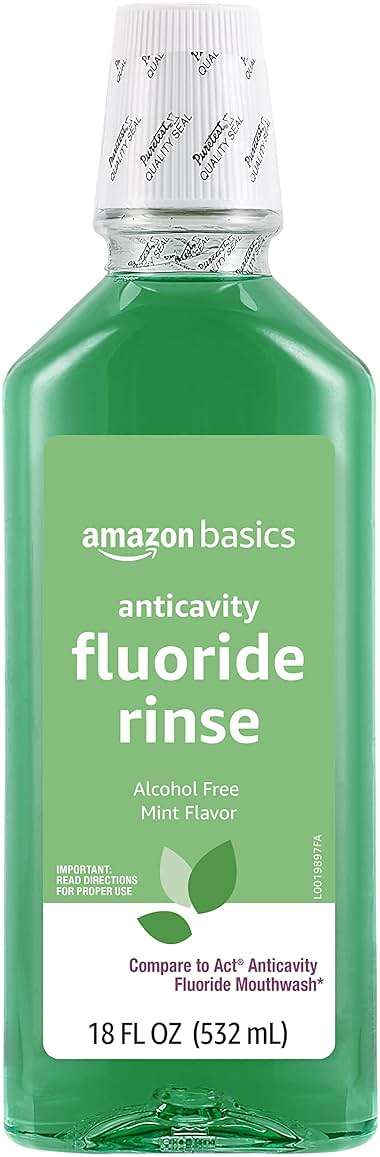 Amazon Basics Anticavity Fluoride Rinse, Alcohol-Free, Fresh Mint Flavor, Breath Freshener, Sugar-Free, 18 Fluid Ounces, 1-Pack (Previously Solimo) - Image 2