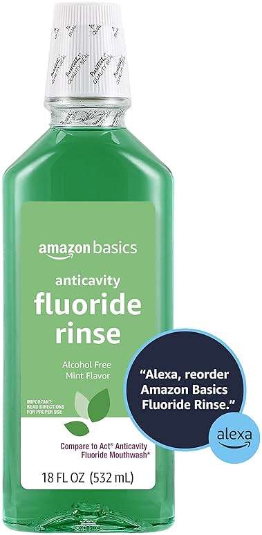 Amazon Basics Anticavity Fluoride Rinse, Alcohol-Free, Fresh Mint Flavor, Breath Freshener, Sugar-Free, 18 Fluid Ounces, 1-Pack (Previously Solimo) - Image 4