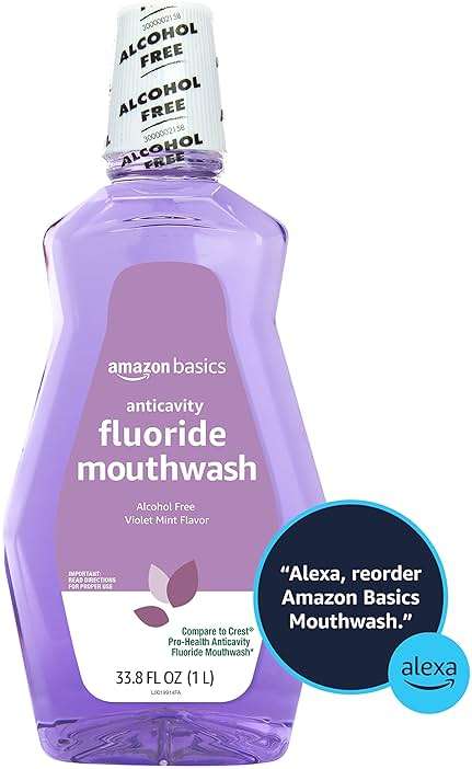 Amazon Basics Anticavity Fluoride Mouthwash, Alcohol-Free, Violet Mint Flavor, Cavity Prevention, 1 Liter (33.8 Fluid Ounces), 1-Pack (Previously Solimo) - Image 3